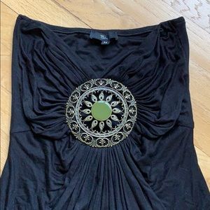 Sky Tops - Sky medallion black tube top with brass accent. Sky Tops - Sky medallion black tube top with brass accent.